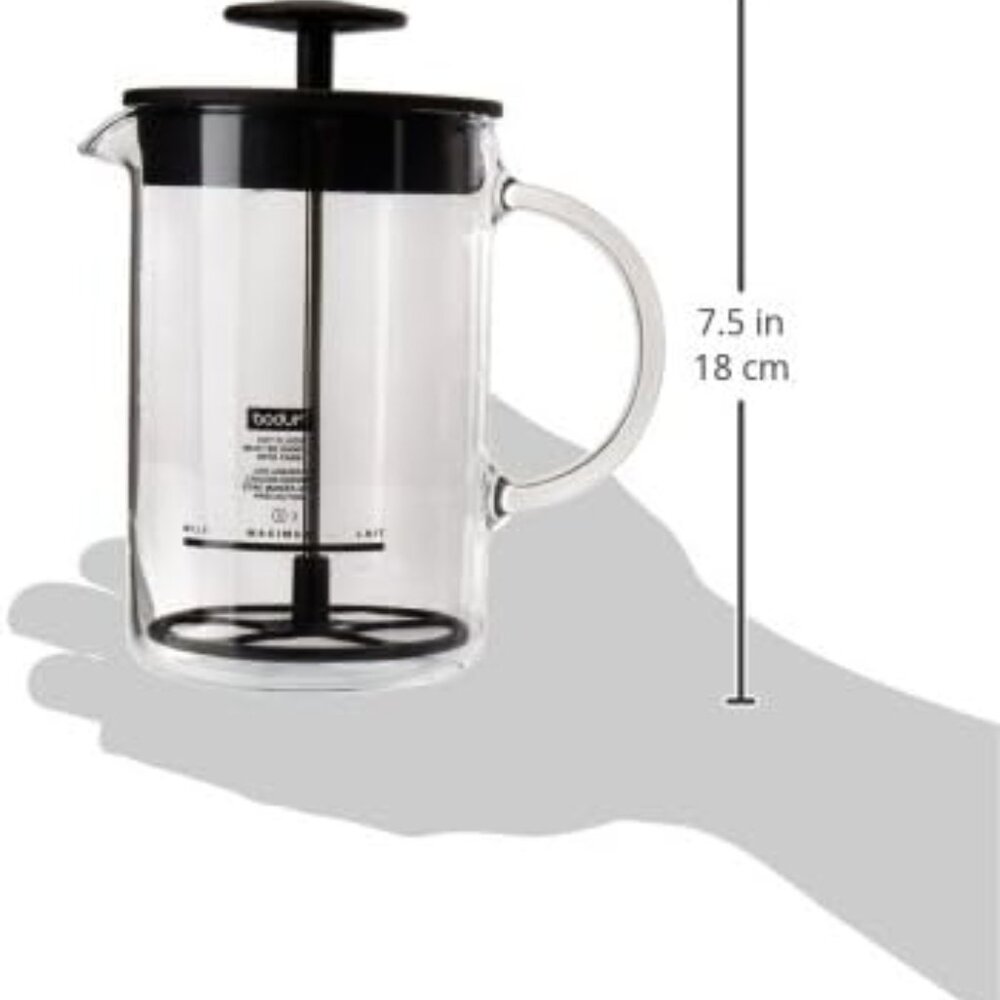 Bodum Latteo Manual Milk Frother, 8 Ounce, Black